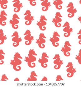 Perfect for surface textures, wallpapers, web page backgrounds, textile. Seamless. Tigertail Seahorse cutout. Seahorse on white, pink and neutral background. Vector illustration.