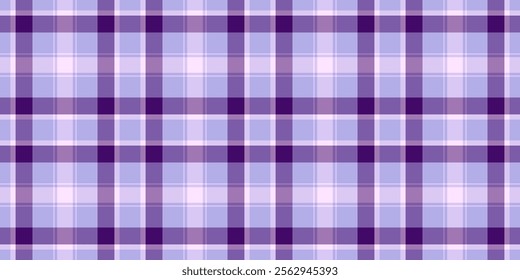 Perfect tartan background textile, kid seamless texture vector. Marriage pattern check plaid fabric in light and violet colors palette.