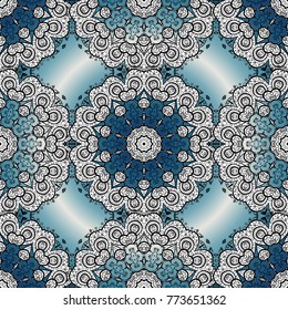 Perfect for textile, cover design. Doodle style. Hand drawn seamless autumn floral flower pattern. Flowers on white, black and blue colors. Colorful white, black and blue seamless pattern.