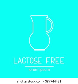 Perfect thin linear illustration of green washing topic. The best icon of lactose free badge. Useful for web, apps, button, invitation, sticker, menu for allergy and intolerance