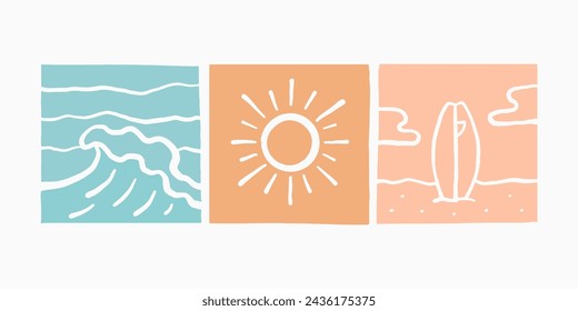 Perfect three combination of the summer time, surfing addict, simply vector design