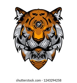Perfect Tiger Head Vector Illustration in White Background