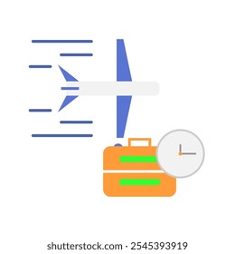 Perfecto para blogs de viaje, conceptos de gestión del tiempo y diseños relacionados con las aerolíneas. Ilustra temas de viajes aéreos ocupados y puntualidad en imágenes