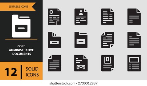 Perfecto para diseñadores UIUX, administradores de desarrolladores y creadores de contenido, este conjunto de iconos Core Administrative Documents mejora los proyectos de diseño de flujo de trabajo de oficina, las interfaces corporativas y las plataformas de gestión de documentos, lo que los hace intuitivos, profesionales y visualmente confiables