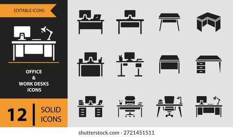 Perfecto para diseñadores UIUX y creadores de contenido, este conjunto de iconos de Office y Work Desks refuerza la claridad de la interfaz, Asistencia las soluciones de oficina ergonómicas y ofrece una comunicación visual profesional coherente