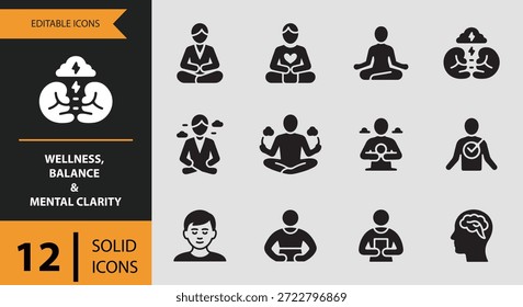 Perfect for UIUX designers developers and content creators this Wellness Balance and Mental Clarity icon set strengthens interface clarity supports holistic wellbeing design and delivers consistent professional visual communication