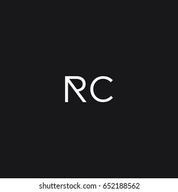 Perfect unique attractive minimal geometric artistic black and white color RC CR R C initial based letter icon logo.