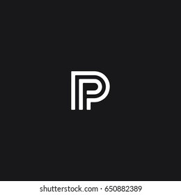 Perfect unique attractive modern stylish geometric black and white PP P initial based letter icon logo.