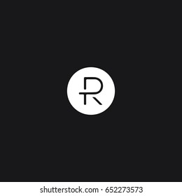 Perfect unique trendy attractive minimal rounded geometric business brand black and white color R initial based letter icon logo.