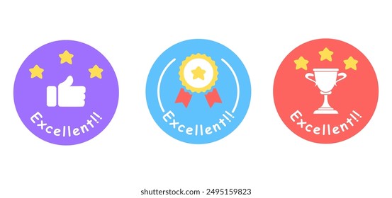 Perfect for use in educational materials, gamification, achievement systems, and more, these vector badges bring a fun and encouraging touch to any design.