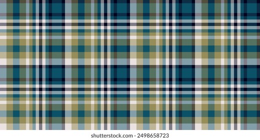 Perfect vector fabric pattern, paper plaid textile check. Colour seamless tartan texture background in cyan and white colors palette.
