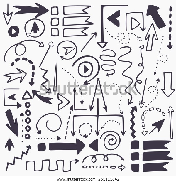 Perfect vector hand drawn arrows. Beautiful\
fully editable elements for your\
design.