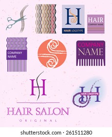 Perfect vector set of hair salon and haircut logos. Labels, badges and design elements