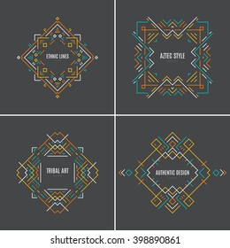 Perfect vector set of modern linear style tribal logo templates. Clean and modern emblems.