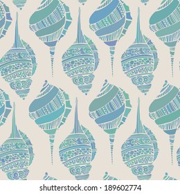 Perfect vintage vector seamless pattern with white seashells. Beautiful tropical background design  Cute fully editable illustration drawn in vector by hand. 