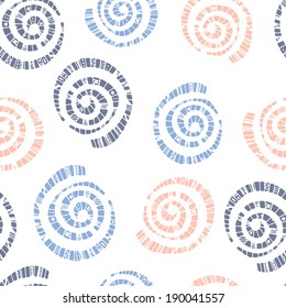 Perfect vintage vector seamless pattern with white seashells. Beautiful tropical background design  Cute fully editable illustration drawn in vector by hand. 