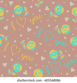 Perfect for wallpaper, web page, textile, greeting cards and wedding invitations. Doodle elements on a neutral background. Vector Valentine seamless pattern with hearts.
