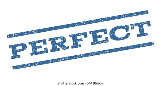 Perfect watermark stamp. Text caption between parallel lines with grunge design style. Rubber seal stamp with unclean texture. Vector cobalt blue color ink imprint on a white background.