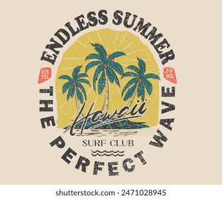 The perfect wave. Tropical paradise. Summer vibes print design. Palm beach vibes artwork. Retro beach print design for t shirt print, poster, sticker, background, men, women and others.