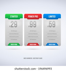 Perfect Web Boxes Hosting Plans For Your Website Design Blue: Banner, Order, Button, Box, List, Bullet 