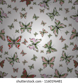 Perfect for web page backgrounds, wallpapers, textile, surface textures. Of watercolor butterflies on white, green and neutral background. Seamless pattern. Vector illustration. Vector.