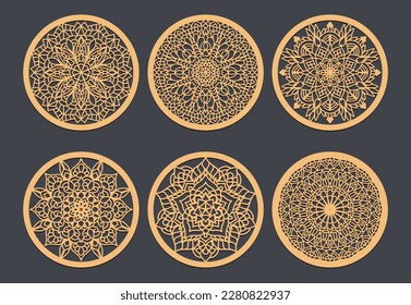 The Perfect Wedding Favor Laser Cut Coasters for Your Guests, Vector set of mandalas. Decorative round ornaments.