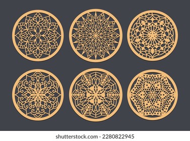 The Perfect Wedding Favor Laser Cut Coasters for Your Guests, Vector set of mandalas. Decorative round ornaments.