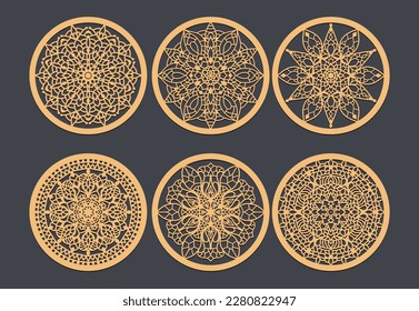 The Perfect Wedding Favor Laser Cut Coasters for Your Guests, Vector set of mandalas. Decorative round ornaments.