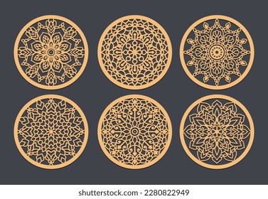 The Perfect Wedding Favor Laser Cut Coasters for Your Guests, Vector set of mandalas. Decorative round ornaments.