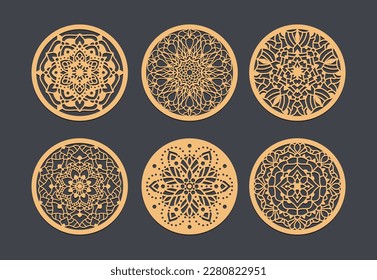 The Perfect Wedding Favor Laser Cut Coasters for Your Guests, Vector set of mandalas. Decorative round ornaments.