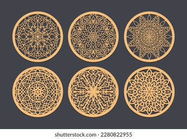 The Perfect Wedding Favor Laser Cut Coasters for Your Guests, Vector set of mandalas. Decorative round ornaments.