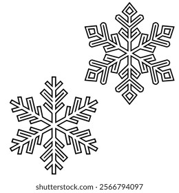 Perfect winter snowflake with star line art icon for apps and websites