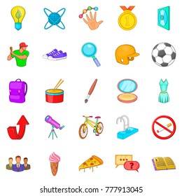 Perfect world icons set. Cartoon set of 25 perfect world vector icons for web isolated on white background