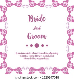 Perfect wreath frame, isolated on white background, for poster bride and groom. Vector