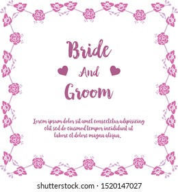 Perfect wreath frame, isolated on white background, for poster bride and groom. Vector