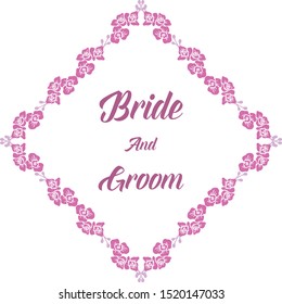 Perfect wreath frame, isolated on white background, for poster bride and groom. Vector