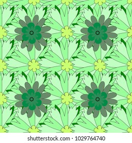 Perfect for your project, wedding, greeting card, packaging, wallpaper, pattern, texture, cover, Birthday. Lovely seamless pattern with abstract vector flowers in black, green and gray colors.