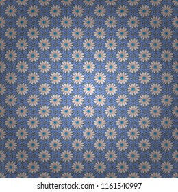 Perfect for your project, wedding, greeting card, packaging, wallpaper, pattern, texture, cover, Birthday. Lovely seamless pattern with abstract vector flowers in blue, beige and gray colors.