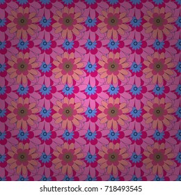 Perfect for your project, wedding, greeting card, packaging, wallpaper, pattern, texture, cover, Birthday. Lovely seamless pattern with abstract vector flowers in pink, magenta and blue colors.