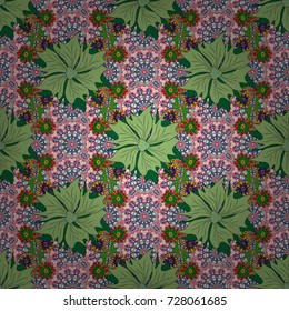 Perfect for your project, wedding, greeting card, packaging, wallpaper, pattern, texture, cover, Birthday. Lovely seamless pattern with abstract vector flowers in beige, green and neutral colors.