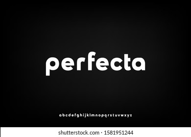 perfecta, a modern sans serif alphabet display font. lowercase minimalist typography design