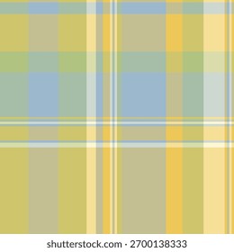 Vetor de tecido de verificação de perfeição, folclore textura padrão sem costura. Têxtil de fundo de tartã italiano em pastel e paleta de cores amarelas.