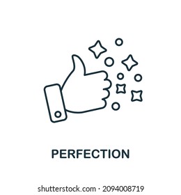 Perfektionierungssymbol. Zeilenelement aus der kognitiven Kompetenzsammlung. Linear Perfection Symbol für Webdesign, Infografiken und mehr.