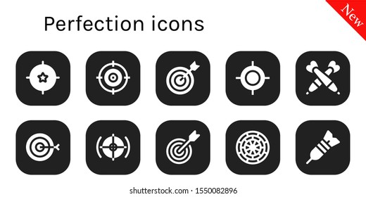 perfection icon set. 10 filled perfection icons.  Collection Of - Target, Darts, Dart board, Dart icons