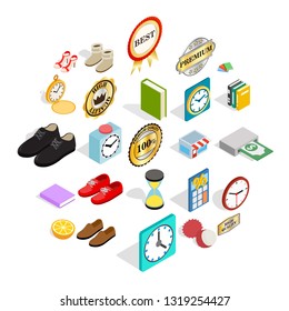 Perfection icons set. Isometric set of 25 perfection vector icons for web isolated on white background