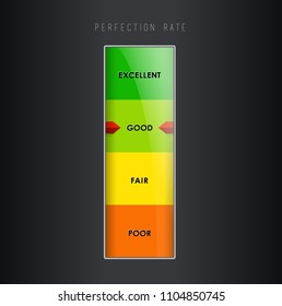 Perfection rate measure illustration template. Dark version.
