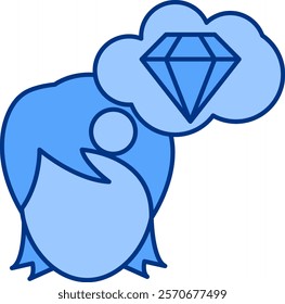 Perfectionism Icon - Lineal Blue Style - Social Anxiety Theme