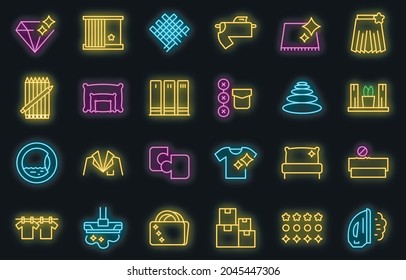 Iconos de perfeccionismo establecidos. Conjunto de esquemas de perfeccionismo iconos vectoriales neón color sobre negro