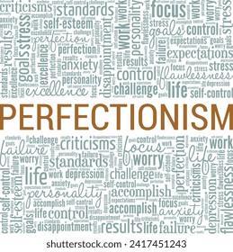 Perfectionism word cloud conceptual design isolated on white background.