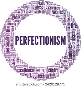 Perfectionism word cloud conceptual design isolated on white background.